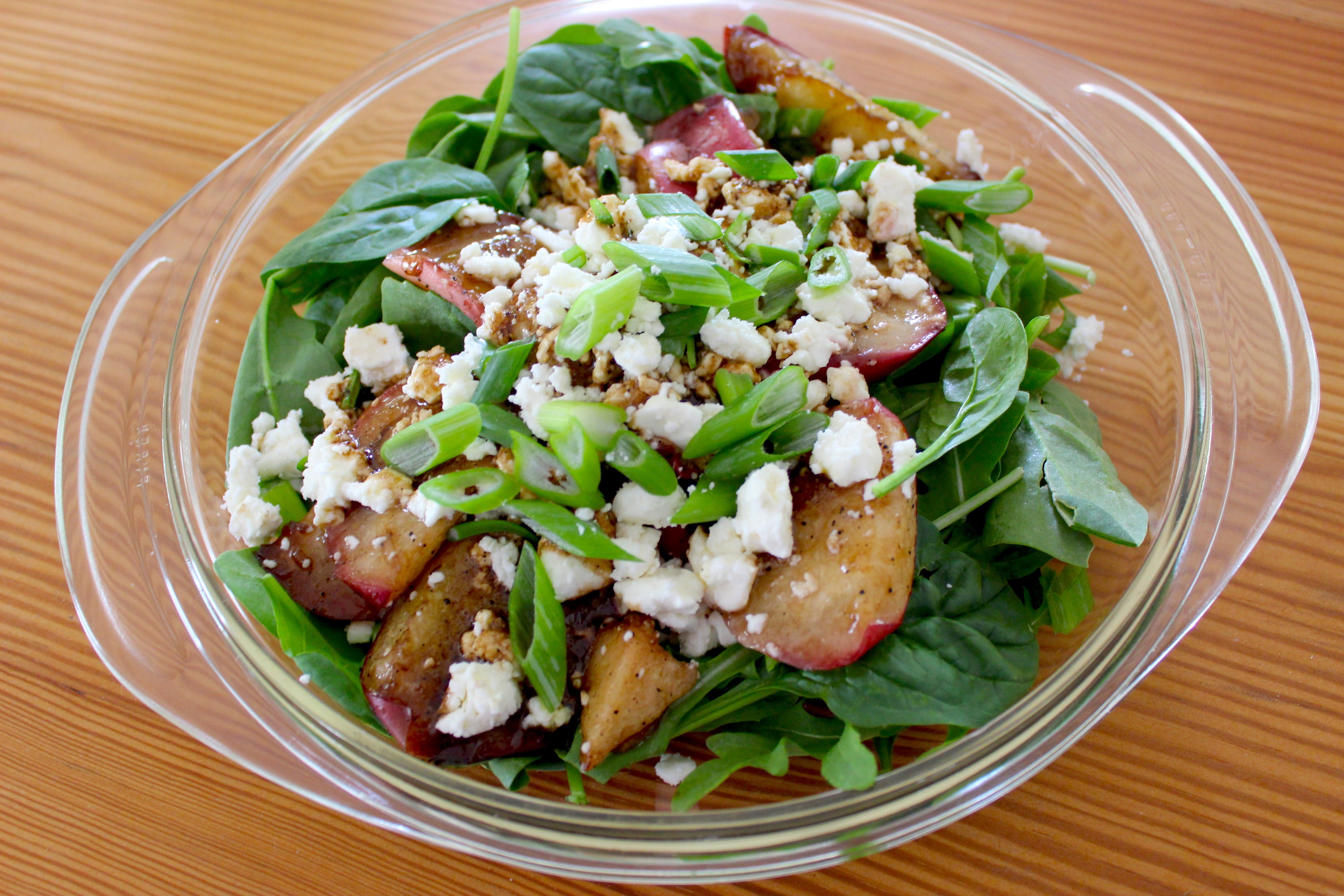 Grilled Peach Summer Salad with Bright, Savory Coffee Vinaigrette