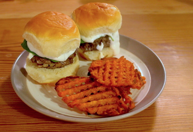 Mediterranean Burgers with Creamy Garlic Sauce