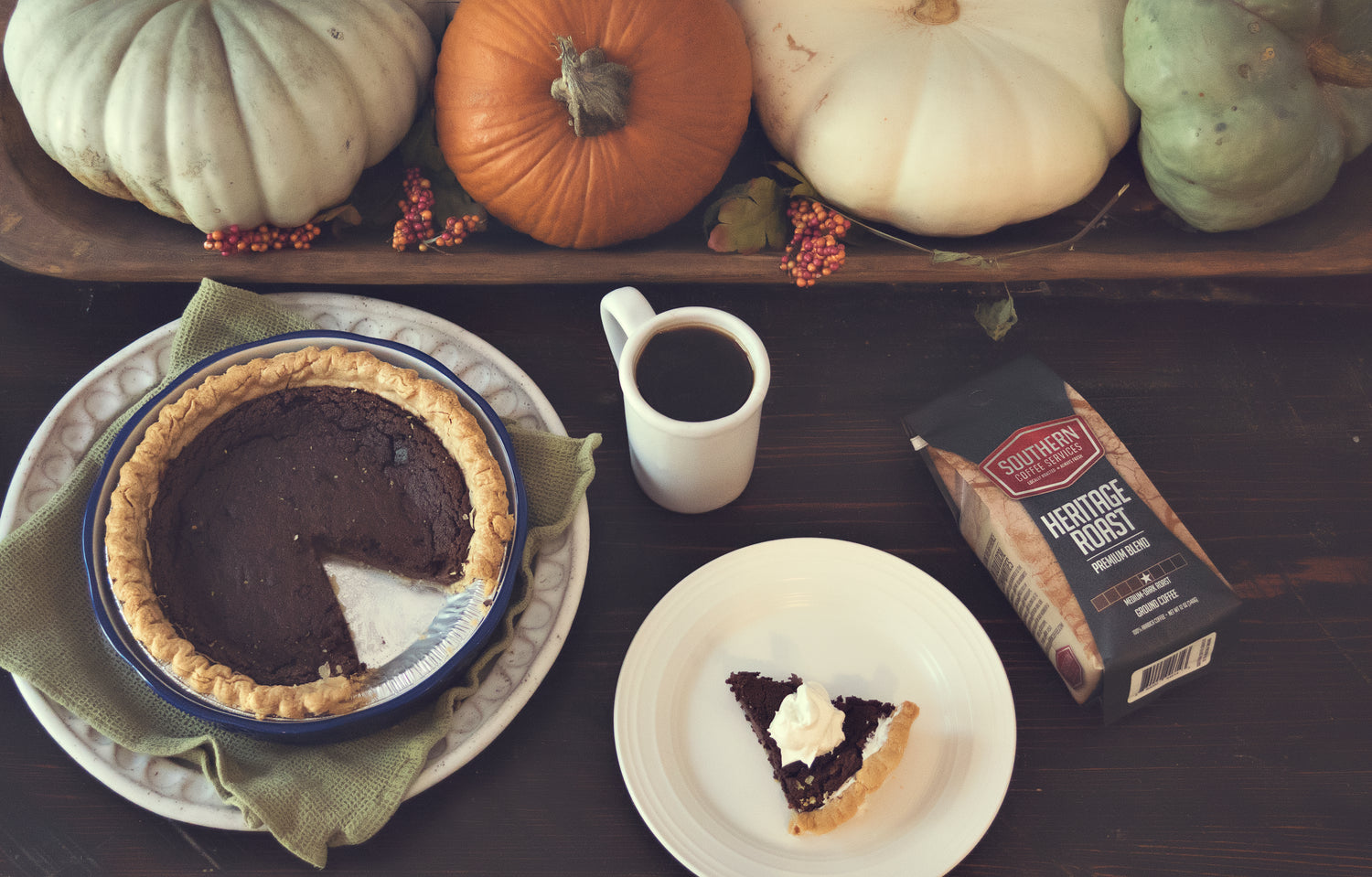 Minny's Chocolate Pie from The Help, thanksgiving, pumpkins